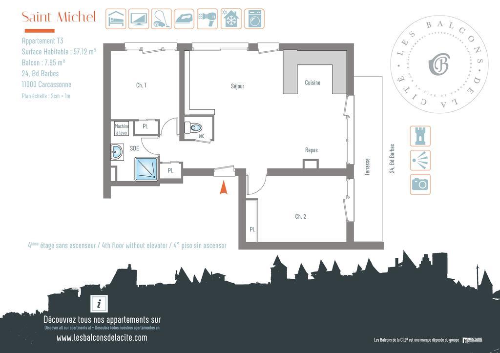 Appartement Le Saint Michel - Les Balcons De La Cite Carcassonne Eksteriør billede